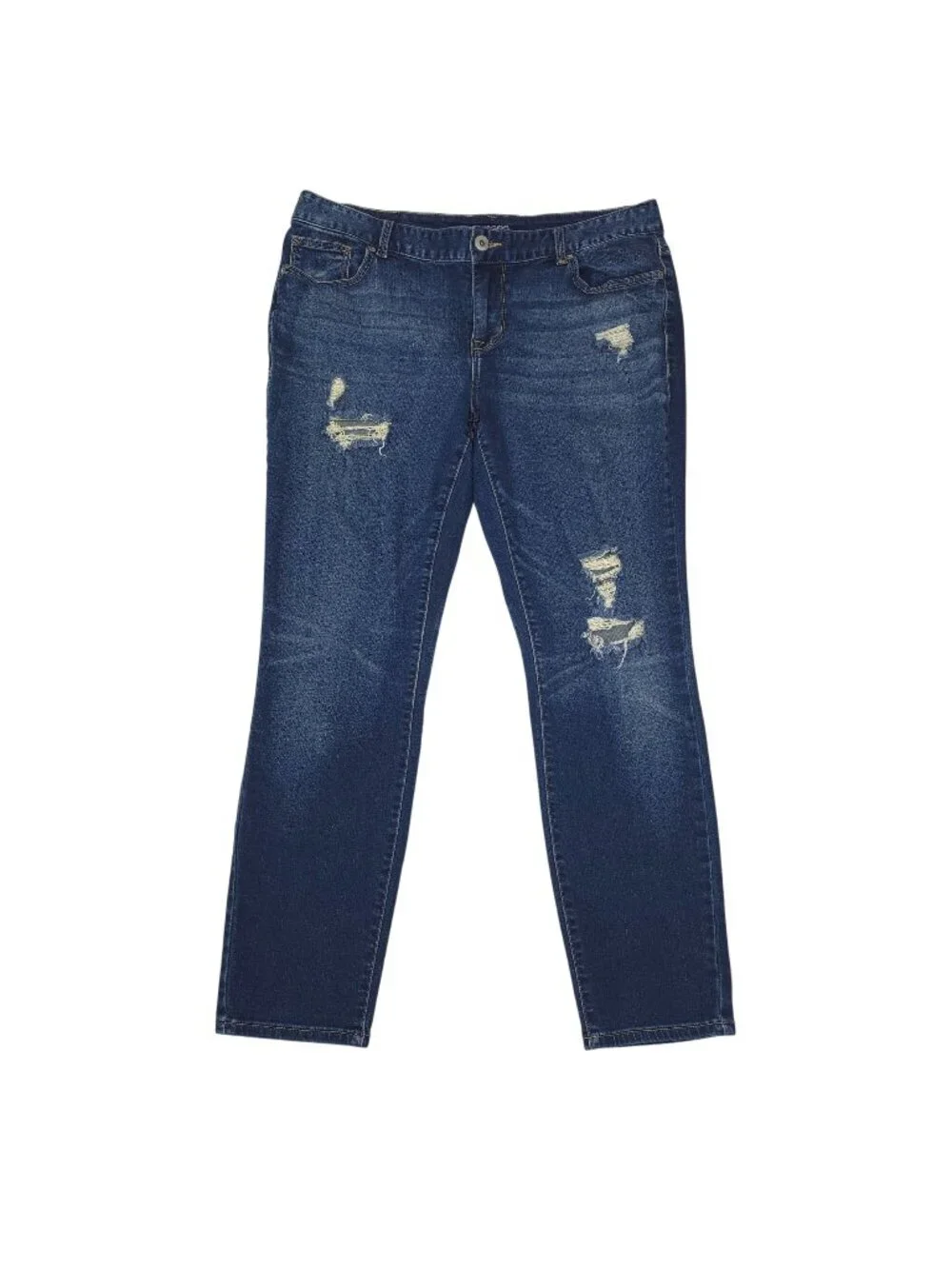 Maurices Distressed Dark Wash Straight-Leg Jeans Size 16 Regular Womens